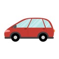 Red car in cartoon style isolated on white background. Cute vehicle flat design Royalty Free Stock Photo