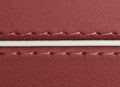 Car red leather interior. Part of perforated leather door handle details. Red Perforated leather texture background. Texture,