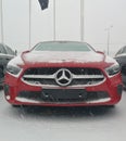 Car red mercedes snow aclass