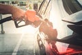 Car refueling on petrol station Automotive industry or transportation concept Royalty Free Stock Photo