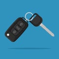 Car remote key isolated on white background. Electronic car key and alarm system. Auto lock security key. Vector