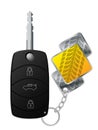 Car remote with tire tread keyholder Royalty Free Stock Photo