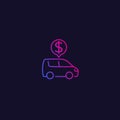 Car rent, payment vector line icon Royalty Free Stock Photo