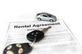 Car rental agreement with car on center Royalty Free Stock Photo