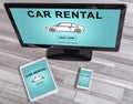Car rental concept on different devices Royalty Free Stock Photo