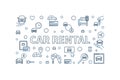 Car Rental creative horizontal banner - Rent a Vehicle vector line illustration