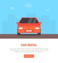 Car Rental Landing Page with Place for Text, Renting, Selling, Leasing Auto Service Business Vector Illustration