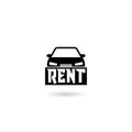Car rental sign icon with shadow Royalty Free Stock Photo