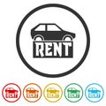 Car rental sign ring icon isolated on white background color set Royalty Free Stock Photo