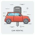 Car rental. Thin line concept.