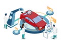 Car repair auto diagnostic service vector isometric illustration Royalty Free Stock Photo