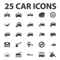 Car, repair 25 black simple icons set for web