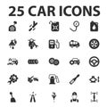 Car, repair 25 black simple icons set for web