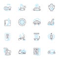 Car repair business linear icons set. Maintenance, Repairs, Diagnostics, Tune-ups, Brakes, Tires, Alignment line vector Royalty Free Stock Photo