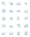 Car repair business linear icons set. Maintenance, Repairs, Diagnostics, Tune-ups, Brakes, Tires, Alignment line vector Royalty Free Stock Photo