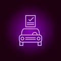 car repair check outline icon in neon style. Elements of car repair illustration in neon style icon. Signs and symbols can be used