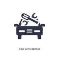 car with repair equipment icon on white background. Simple element illustration from mechanicons concept Royalty Free Stock Photo