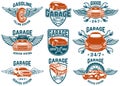 Car repair, garage, auto service emblems. Design elements for logo, label, sign.