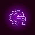 car repair gear outline icon in neon style. Elements of car repair illustration in neon style icon. Signs and symbols can be used Royalty Free Stock Photo