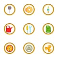 Car repair icons set, cartoon style Royalty Free Stock Photo