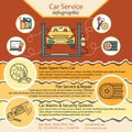 Car repair infographics. Cat service and Tire infographic.