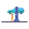 Car repair lift stand icon, cartoon style