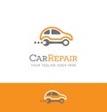 Car repair logo with mechanics wrench and car Royalty Free Stock Photo