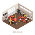 Car Repair Maintenance Autoservice Station Isometric Composition Royalty Free Stock Photo