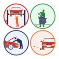 Car repair and maintenance . Vehicle workshop. Auto services images on white background