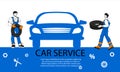 Car repair service banner design for web and print materials  vector illustration Royalty Free Stock Photo