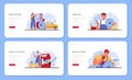 Car repair service web banner or landing page set. Automobile's brake