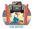 Car Repair Shop Station Cartoon Advertisement