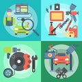 Car repair station concept mechanic vehicle auto garage service vector illustration. Transportation technician