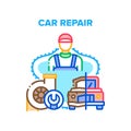 Car Repair Work Vector Concept Color Illustration