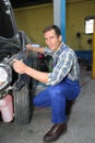 Car repairer at work