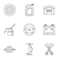 Car repairs icons set, outline style Royalty Free Stock Photo