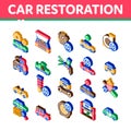 Car Restoration Repair Isometric Icons Set Vector Royalty Free Stock Photo