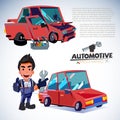 Car restore. before and after. car fix by Automotive mechanic ch Royalty Free Stock Photo