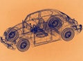 Car - Retro Architect Blueprint Royalty Free Stock Photo