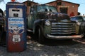 Car and retro gas station in Seligman Route 66