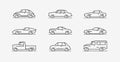 Car retro icon set. Transportation symbol in linear style. Vector illustration Royalty Free Stock Photo