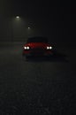 Car.  Retro.  Retro car.  Plymouth.  Plymouth Fury.  Red car.  Car on the road.  Car at night Royalty Free Stock Photo