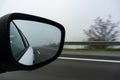 Car on the road with mirror reflection. Motion blur road Royalty Free Stock Photo