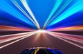 Car on road with motion blur background. Royalty Free Stock Photo