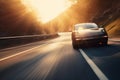 car on the road with motion blur background,colorful image. Generative AI Royalty Free Stock Photo