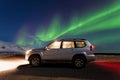 Beautiful panoramic Aurora Borealis or better known as The Northern Lights for background view in Iceland, Jokulsarlon