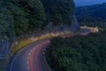 Car on the road at night. Mountain road in Lekunberri, Navarre Royalty Free Stock Photo