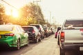 Car on the road traffic jam between long weeked and holiday in thailand Royalty Free Stock Photo