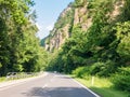 Car on road in Wachau Valley in Lower Austria