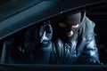 Car robber at night Royalty Free Stock Photo